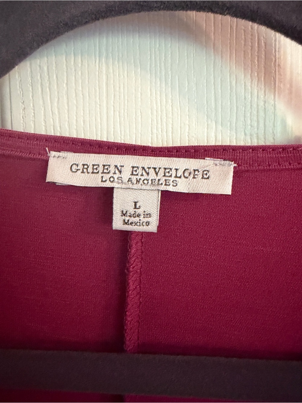 Green Envelope Burgundy Cowl Neck Blouse - Picture 2 of 2